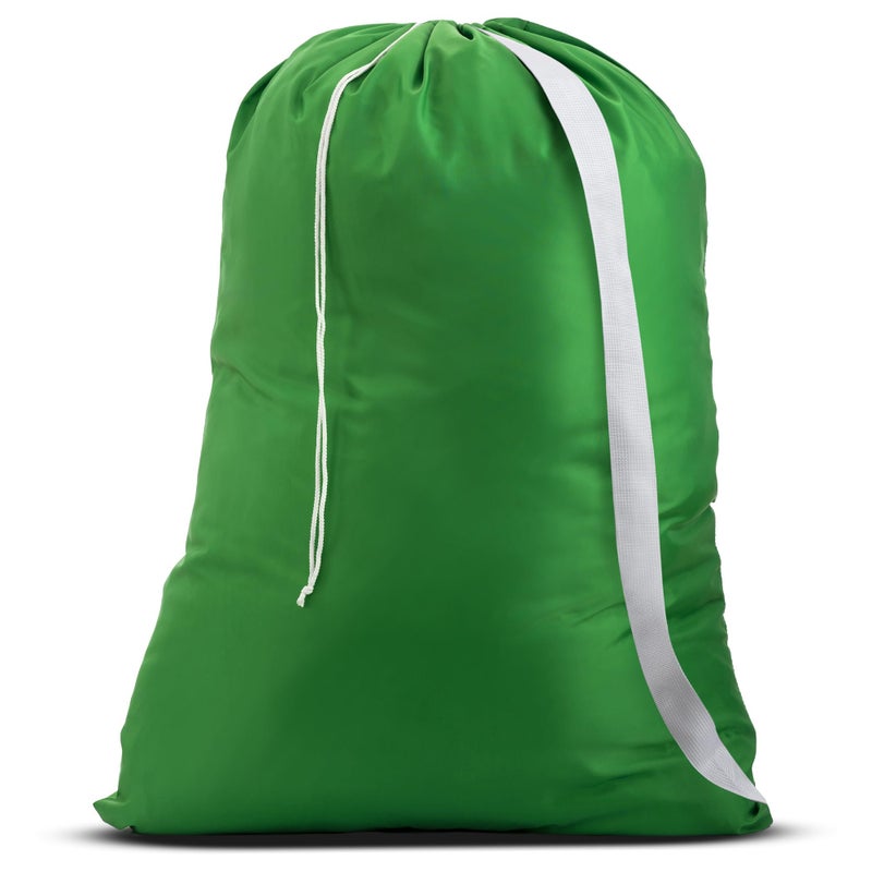 Handy Laundry Shoulder Strap Bag - Drawstring Locking Closure  Durable Nylon Material  Large Capacity  Heavy Duty Stitching  Perfect for Laundromat or College Dorm. (Green | 30"" x 40"") - Image 1